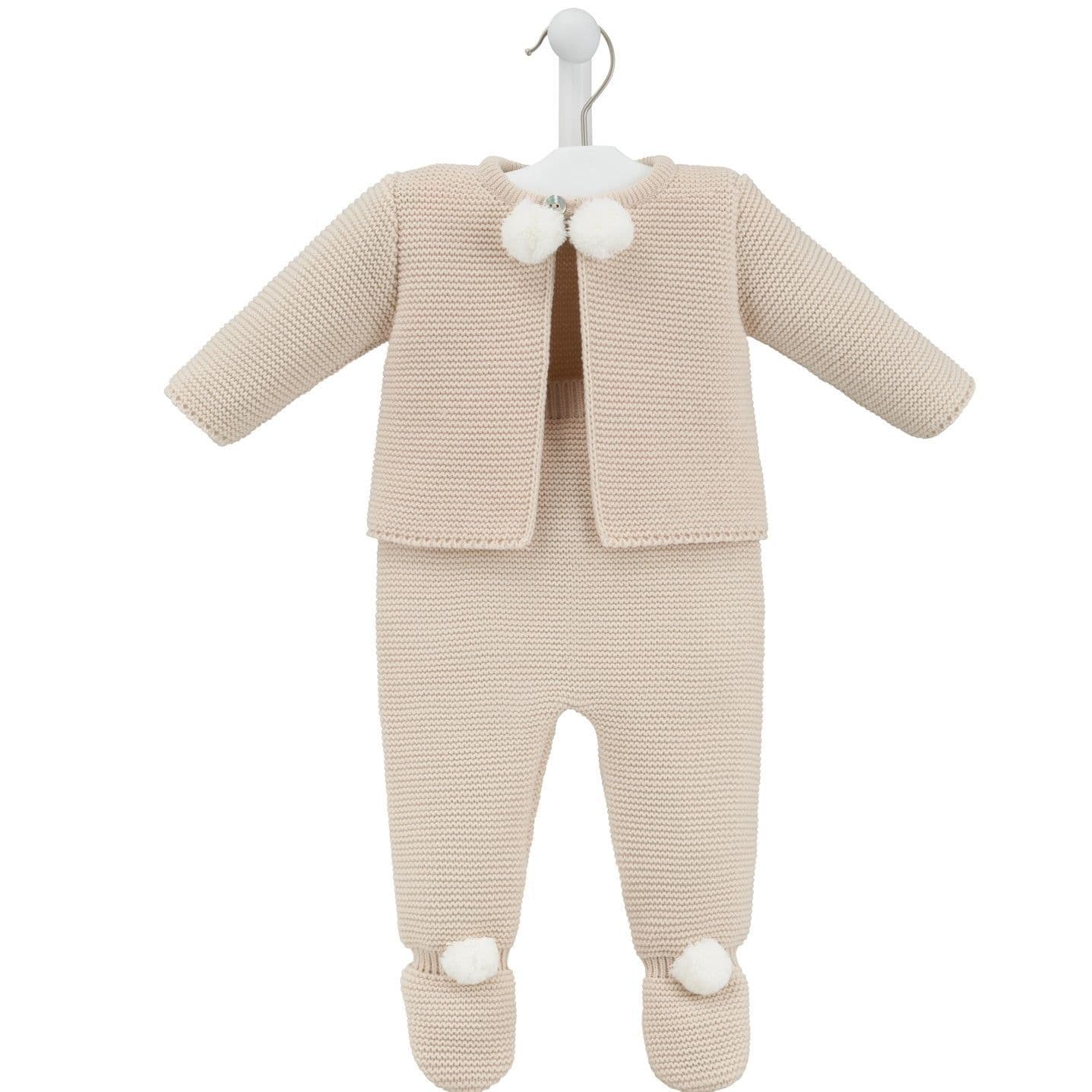 Dandelion 2  piece knitted set  jacket and  pants  with  pom poms