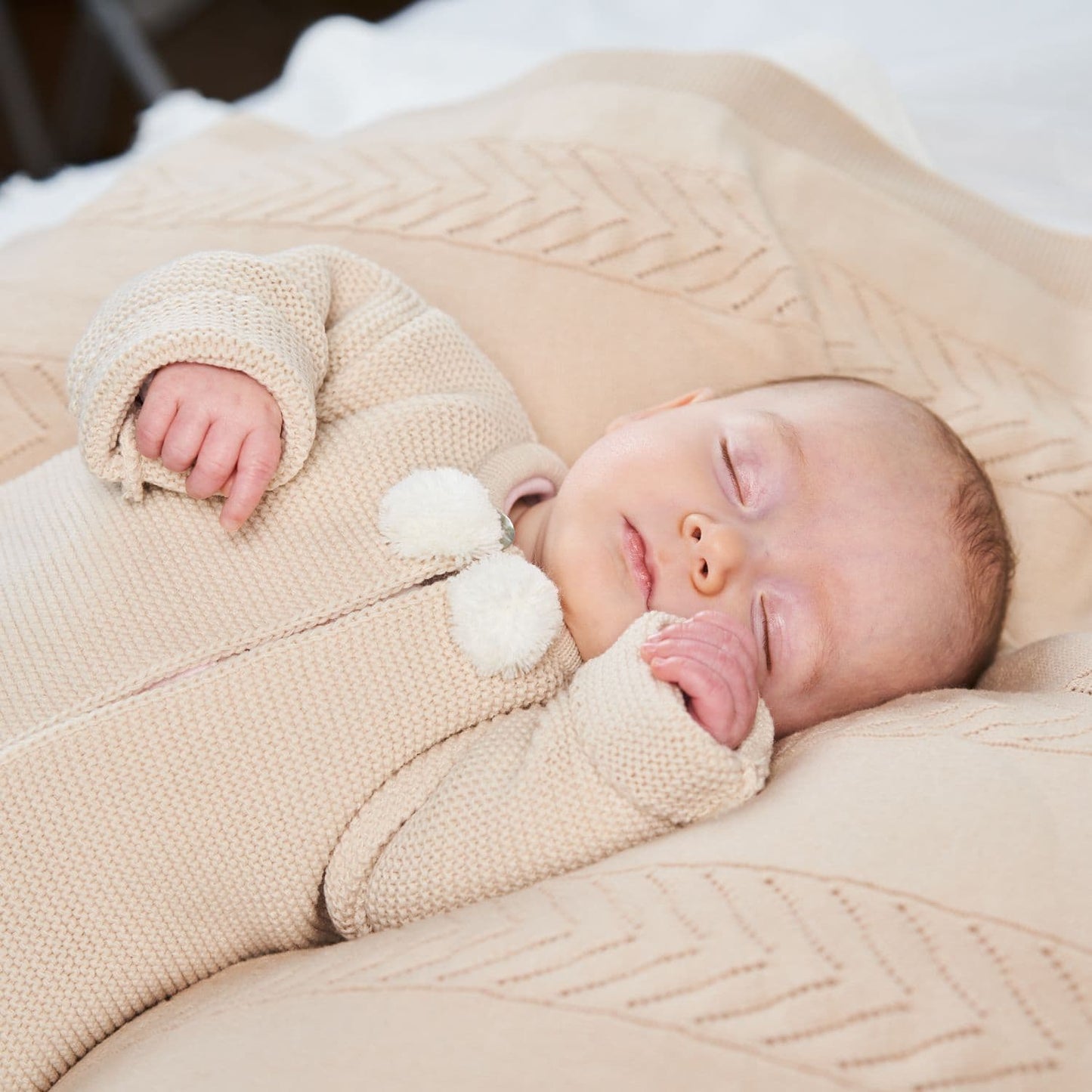 Dandelion 2  piece knitted set  jacket and  pants  with  pom poms