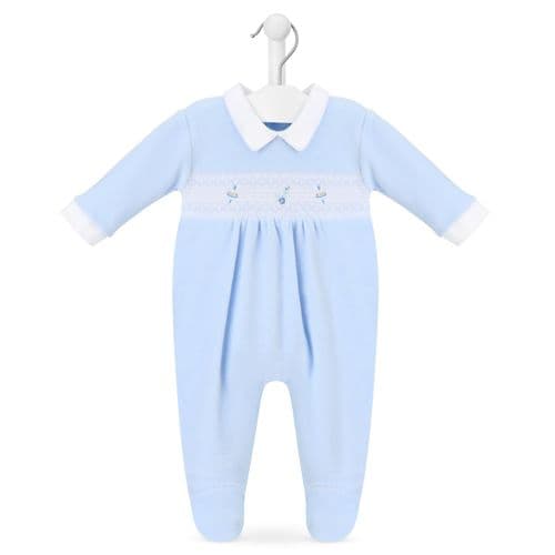 Dandelion  spinning top smocked velour sleepsuit