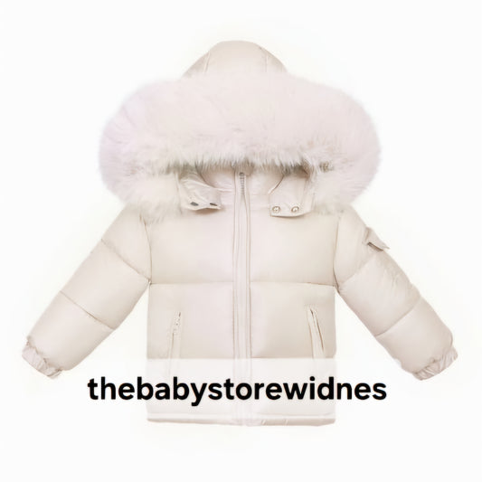 Wee me unisex puffer coats with faux fur detachable hood