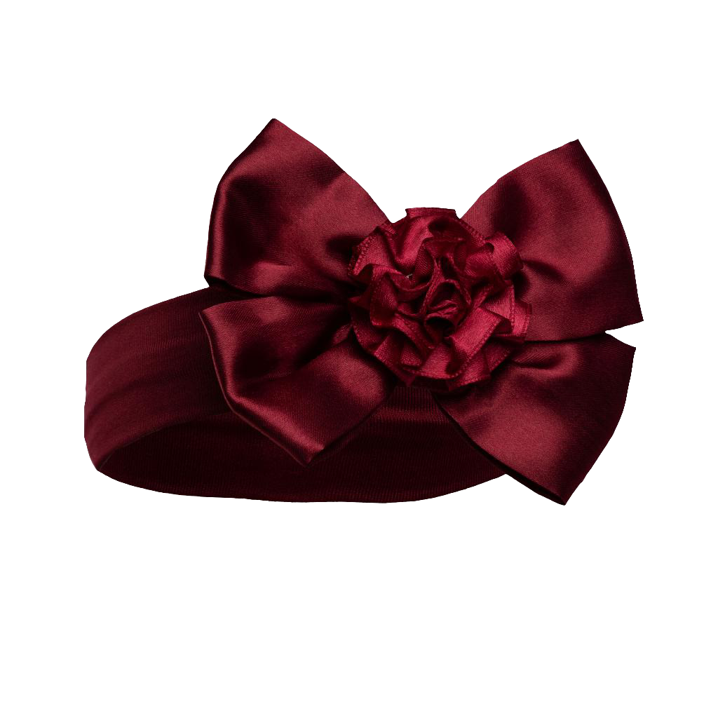 Baby girls stretch headband with satin bow and flower comes in  various colours