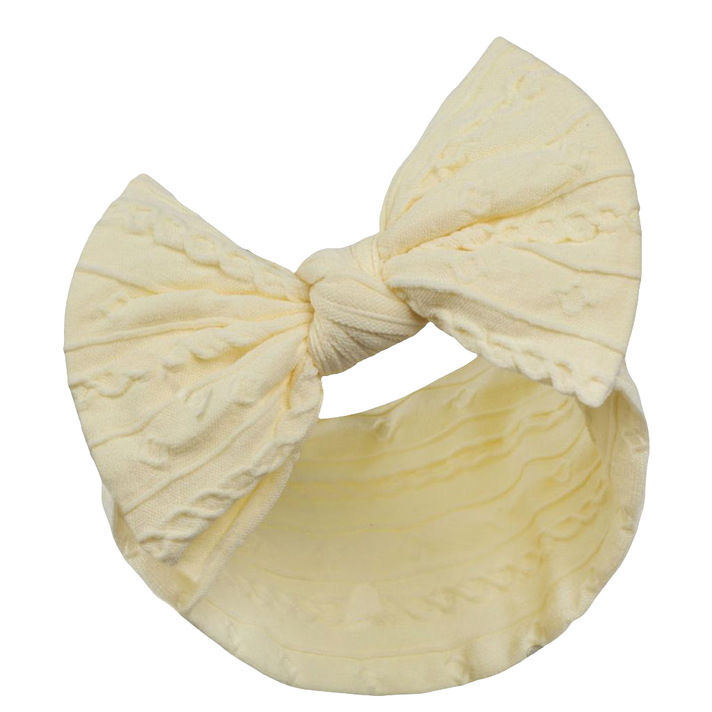 Baby girls cable design headbands with large bow  comes in various colours