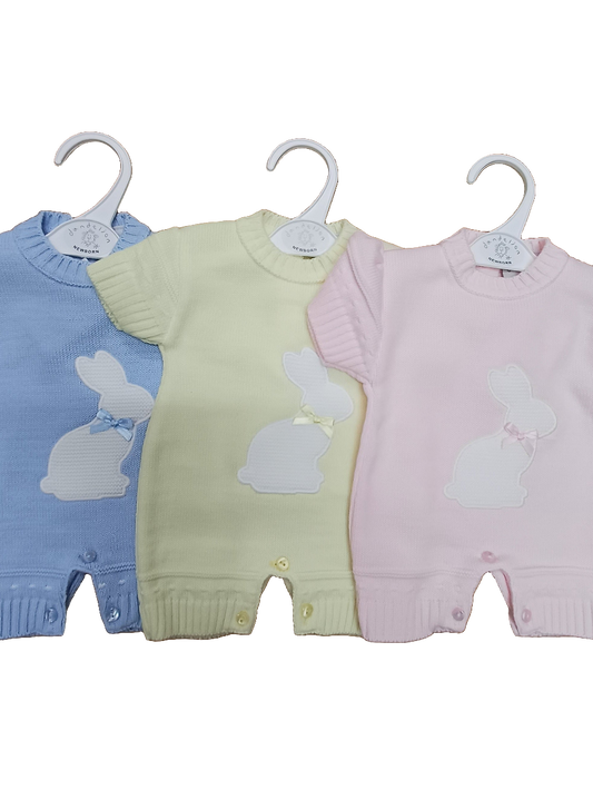 Dandelion baby Boys or girls  knitted  romper with rabbit  design  embroidery