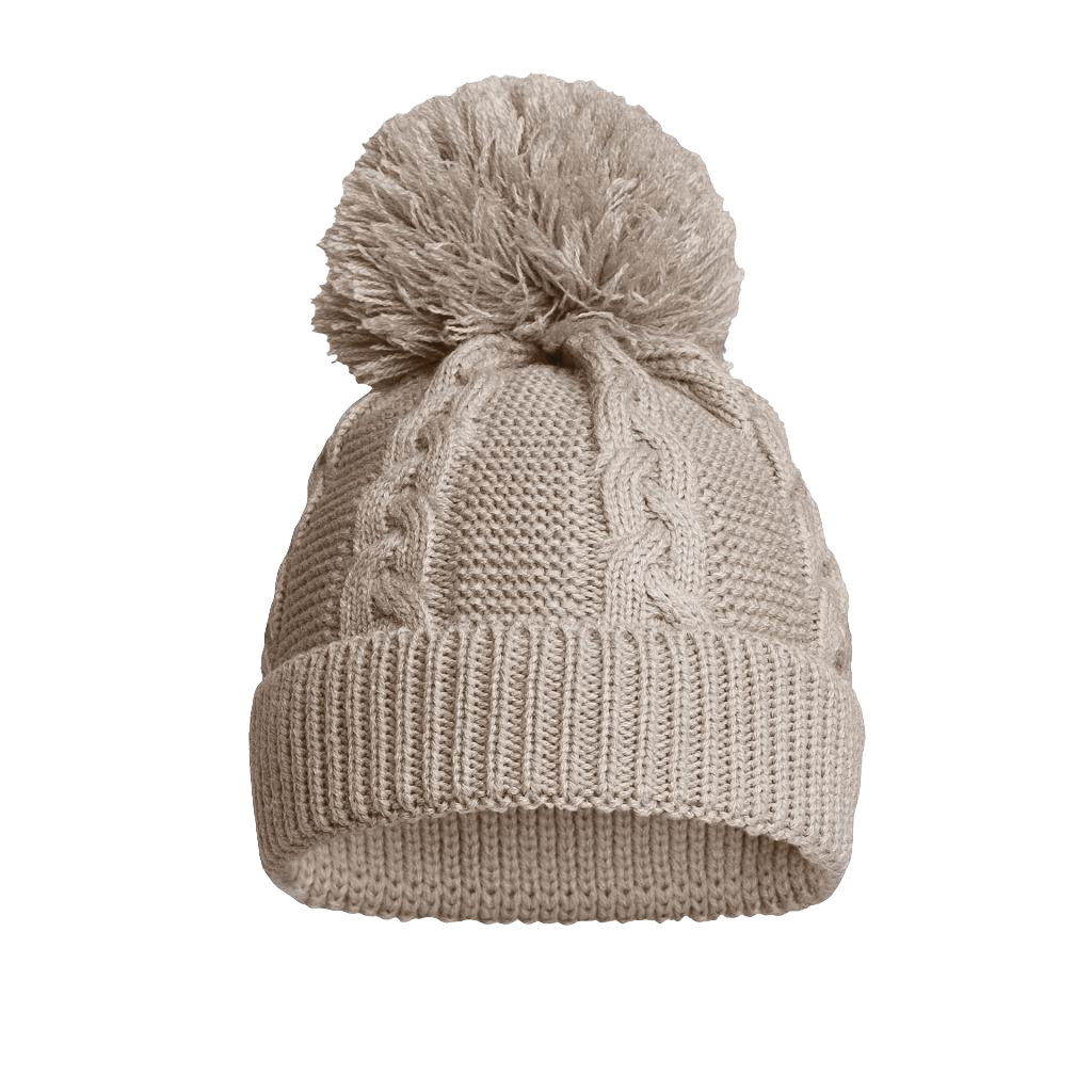 Knitted  cable pattern  hats with pom pom