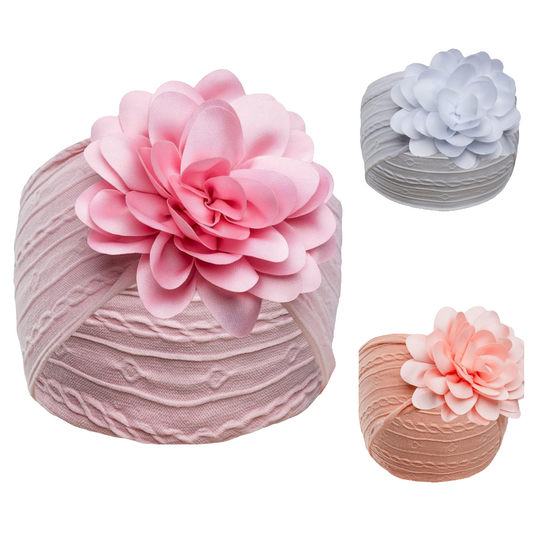 Baby girls  stretch headband  with large 3d flower comes in various colours