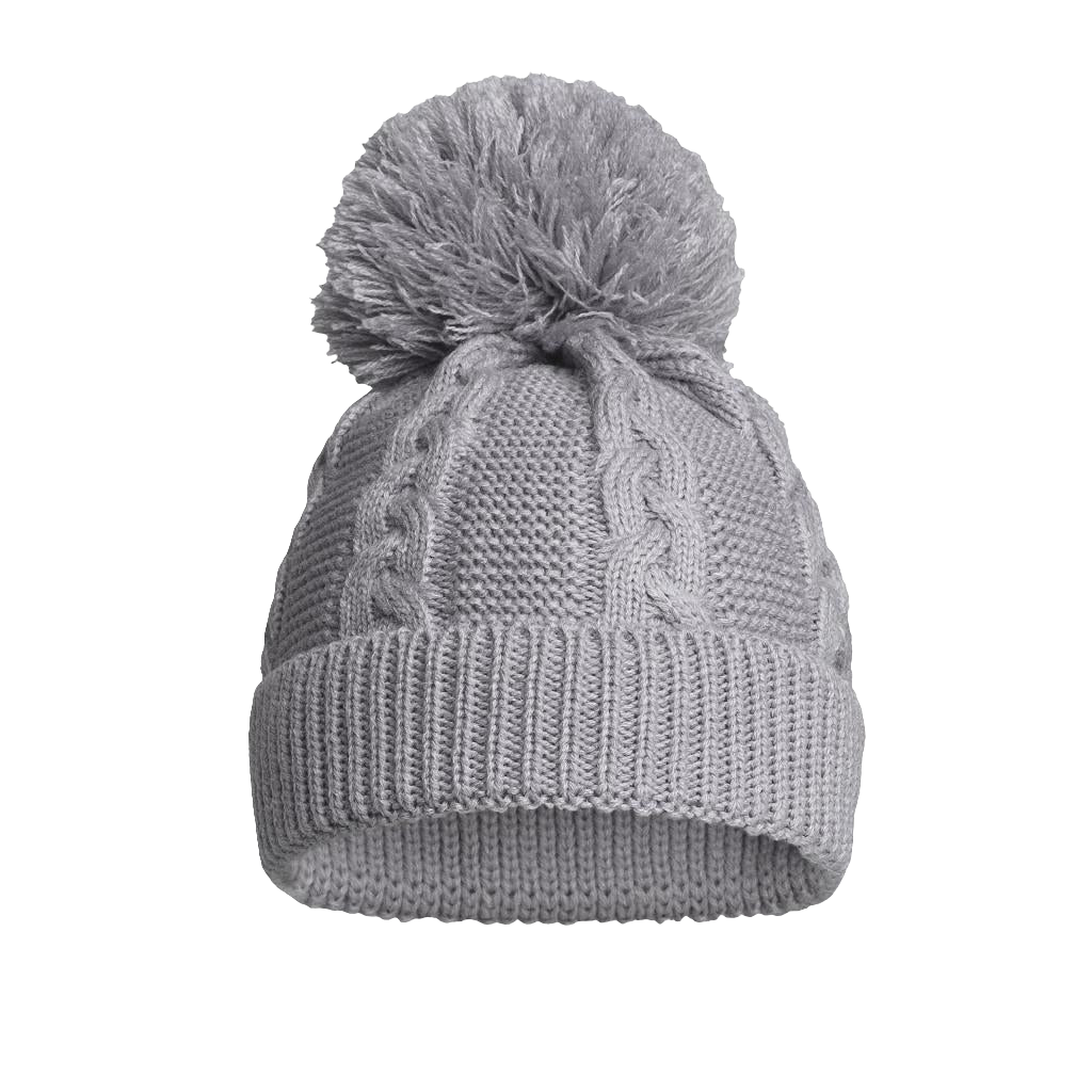 Knitted  cable pattern  hats with pom pom