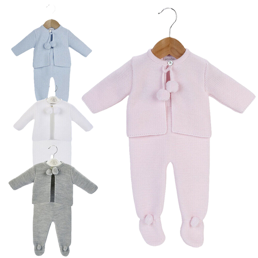 Dandelion baby Boys or girls  2  piece set with  pom poms