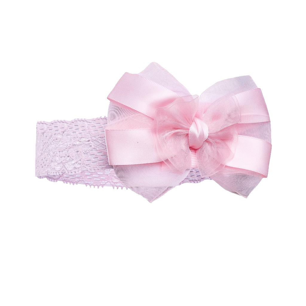 Baby girls stretch lace headband with  bow comes in various colours