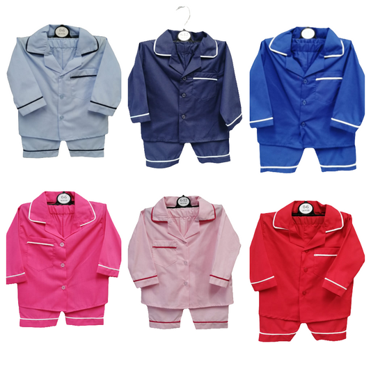 Boys and girls traditional pyjamas 11 colours to choose from