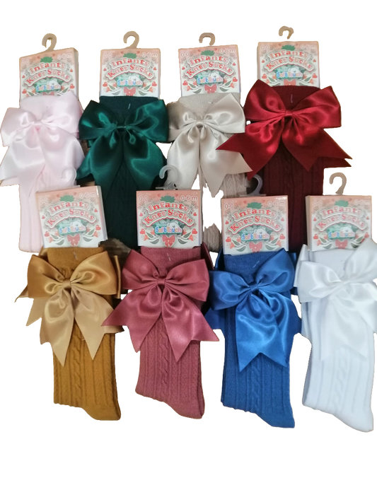 Baby girls knee high  large bow socks various colours to  choose from