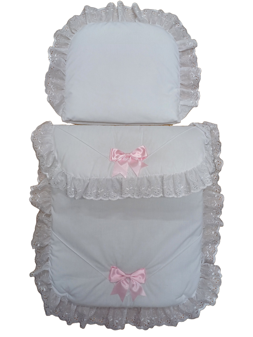 Baby Boys or girls  pram quilt with large bows  and pillow  set comes in various colours