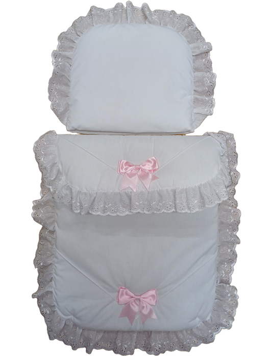 Baby Boys or girls  pram quilt with large bows  and pillow  set comes in various colours