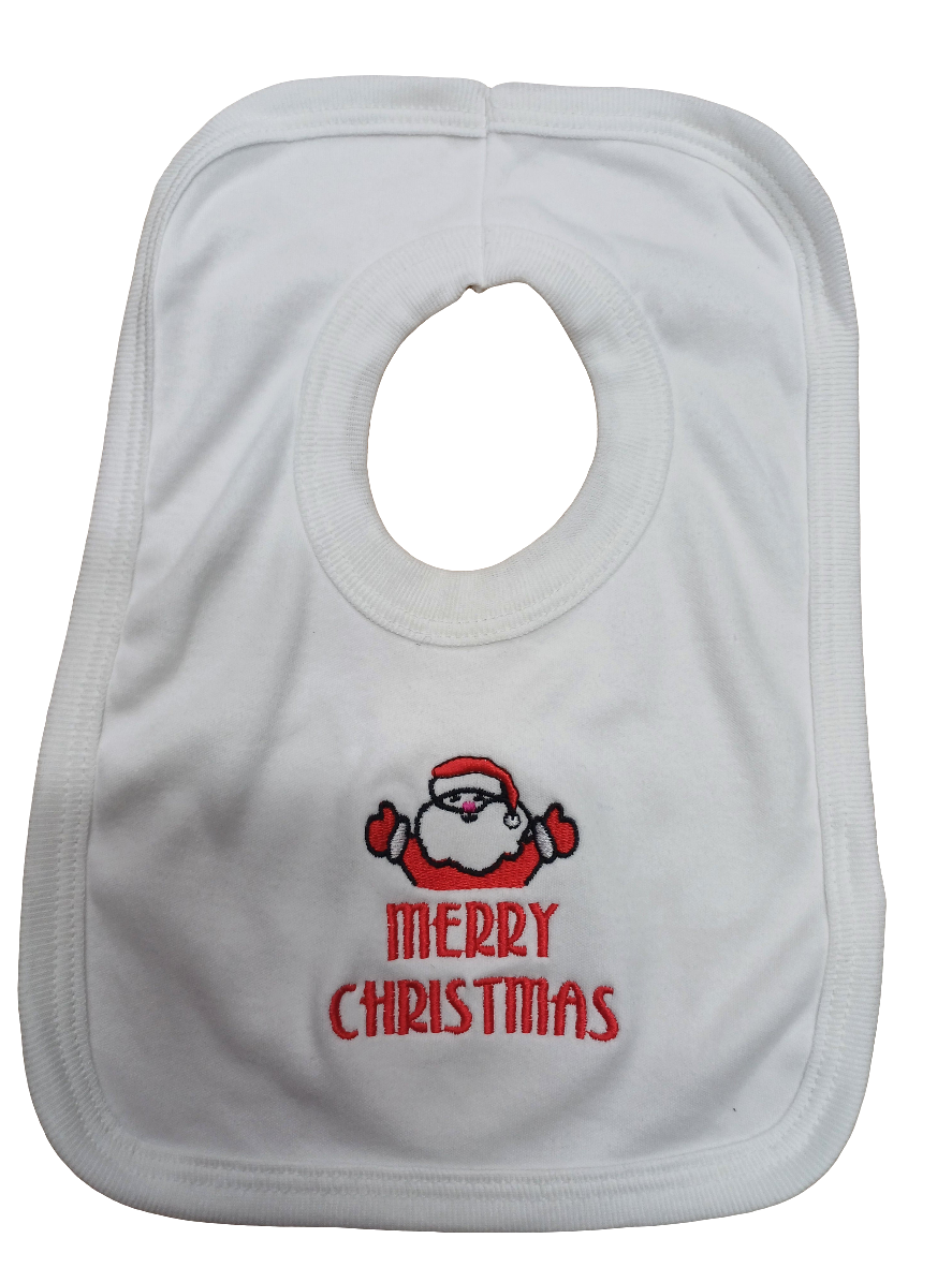 Christmas  bibs  embroidered with  merry Christmas  or my first Christmas