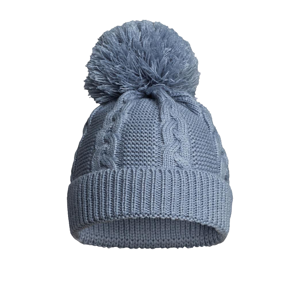 Knitted  cable pattern  hats with pom pom