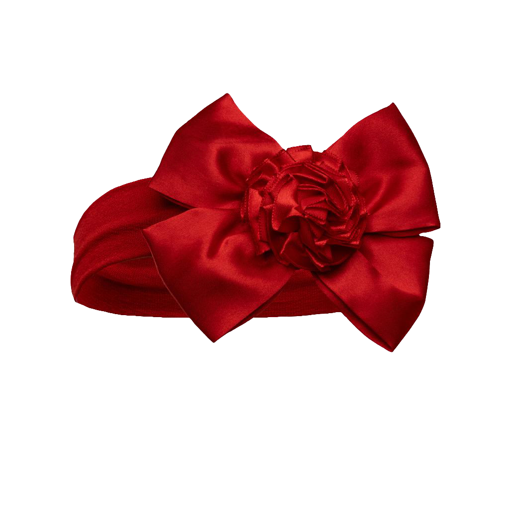 Baby girls stretch headband with satin bow and flower comes in  various colours