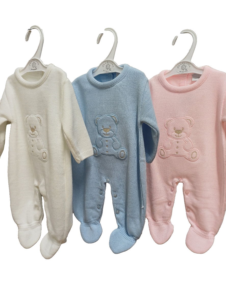 Dandelion boys  or girls  knitted  set embroidered with  teddy  bear