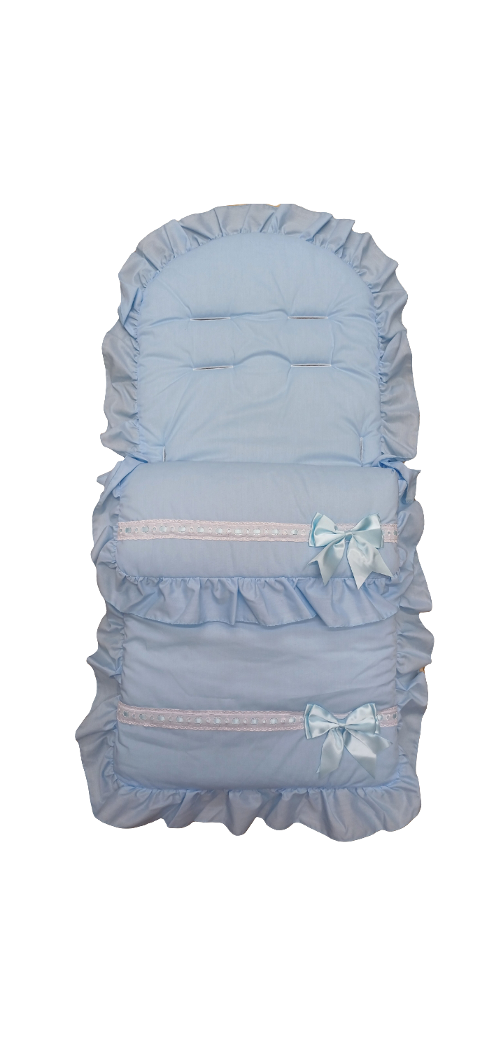 Baby Boys  universal fit pram cosytoes footmuff pram set with bows colour  blue