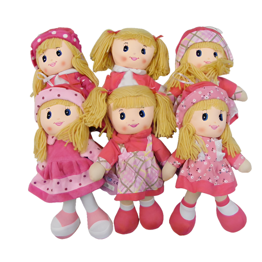 Girls  white  rag dolls  2 sizes  various  outfits