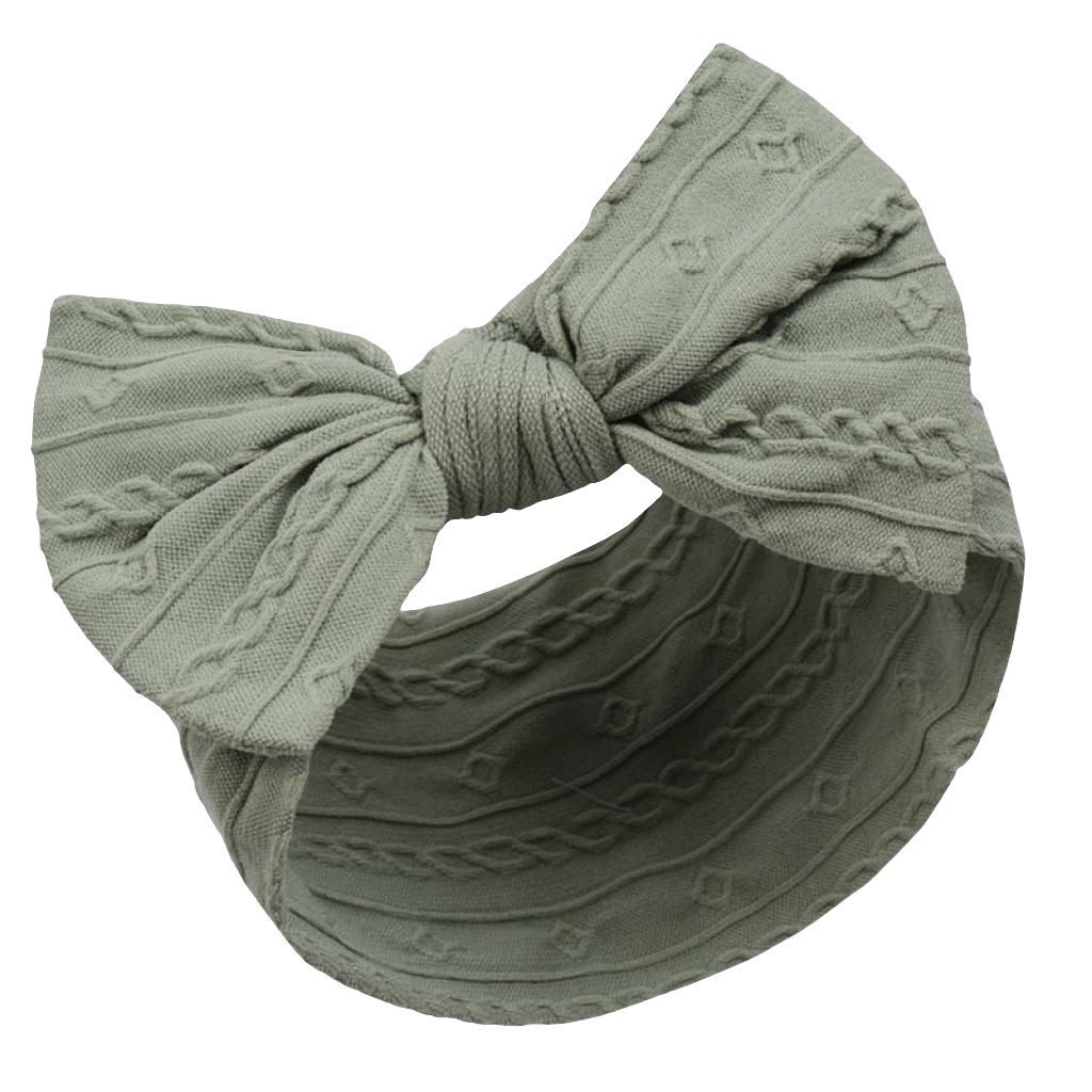 Baby girls cable design headbands with large bow  comes in various colours