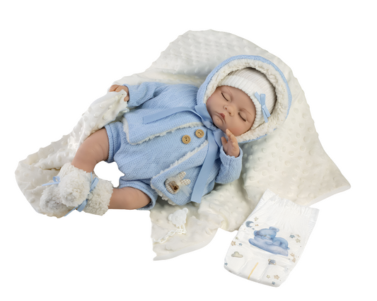 Spanish reborn doll comes with  luxury sleeping bag dummy teether and nappy