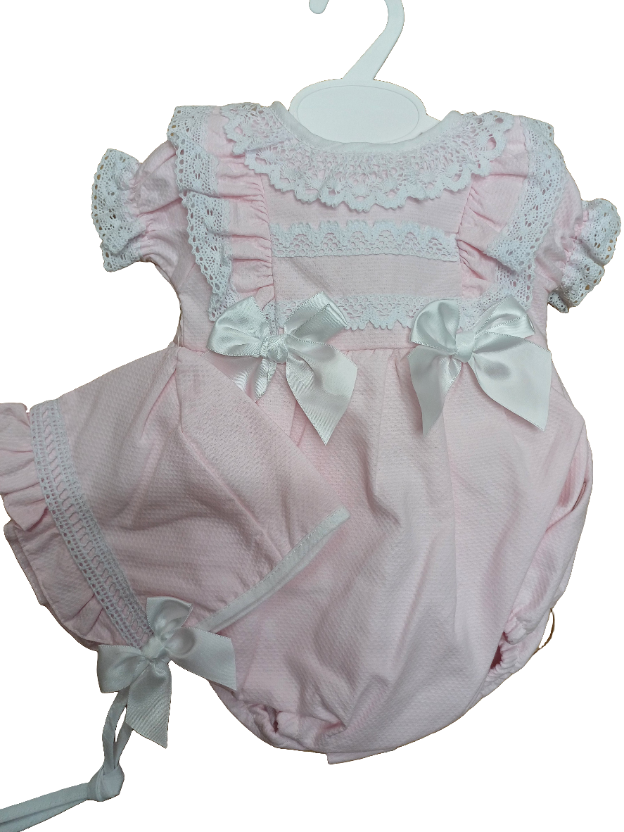 Beautiful baby girls romper with matching hat