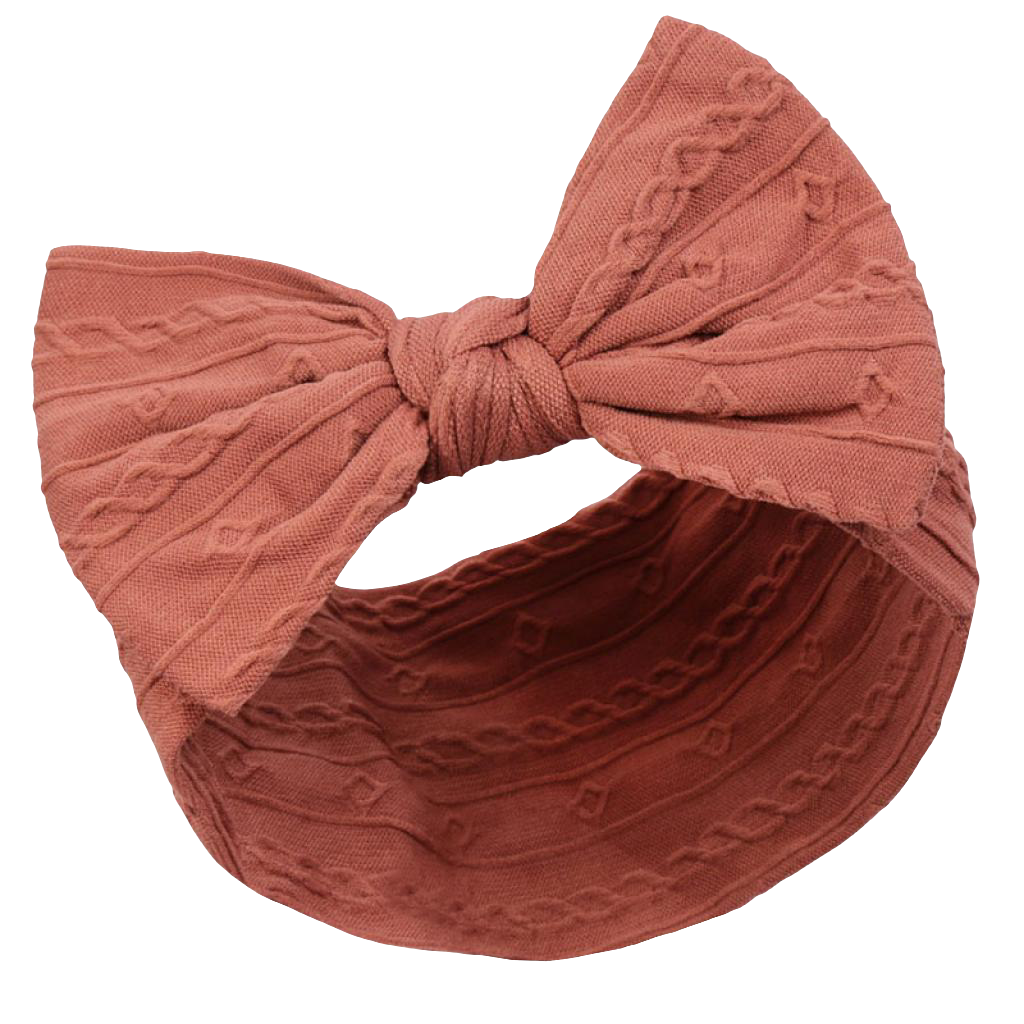 Baby girls cable design headbands with large bow  comes in various colours