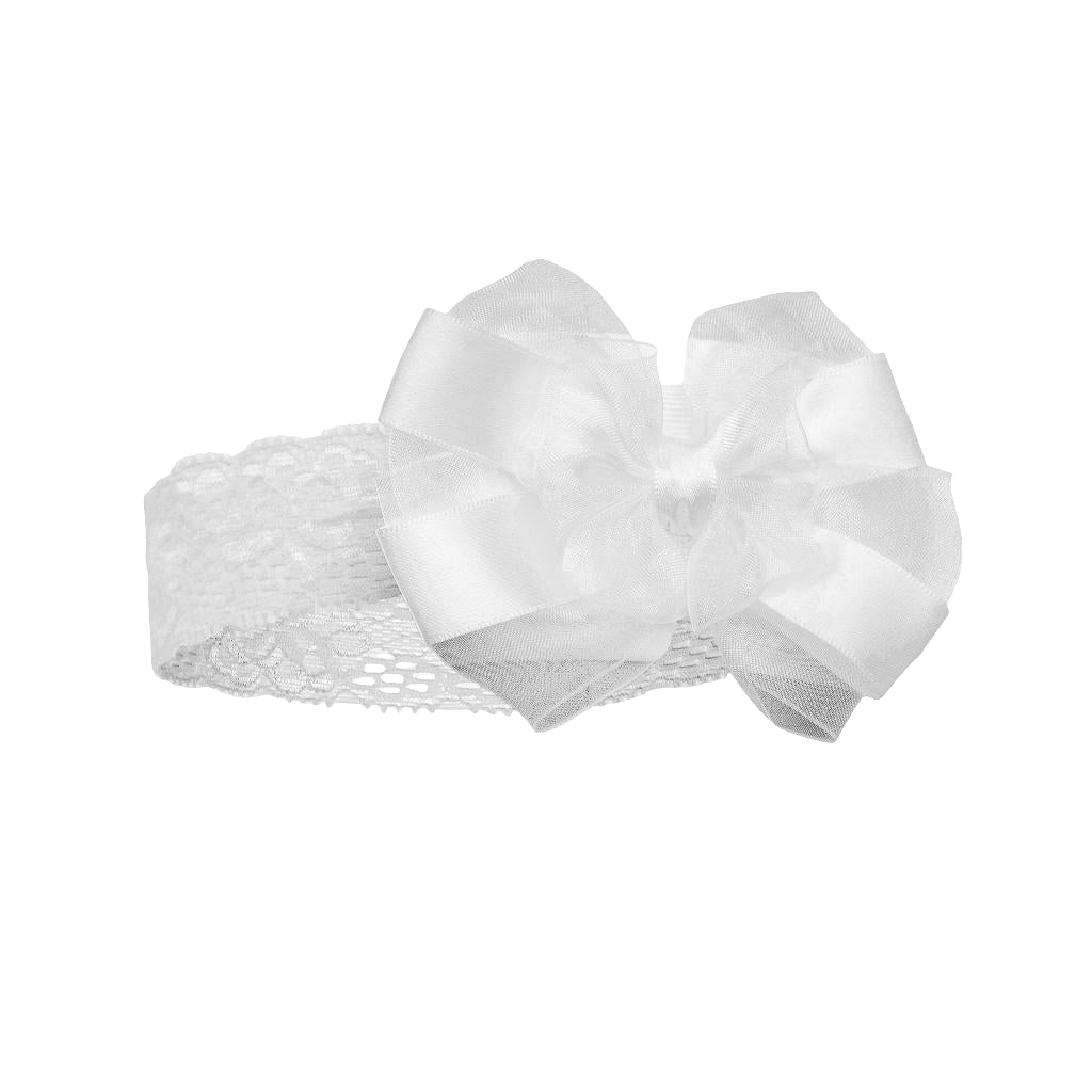 Baby girls stretch lace headband with  bow comes in various colours