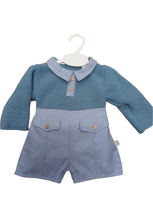 Boys 2 piece set with shorts and knitted top