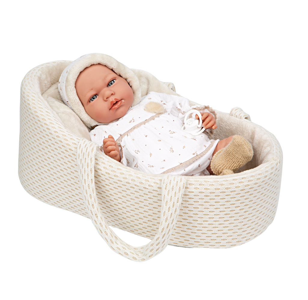 Spanish  newborn crying doll comes with carrycot and  dummy