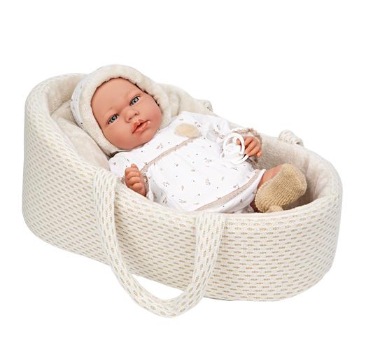 Spanish  newborn crying doll comes with carrycot and  dummy