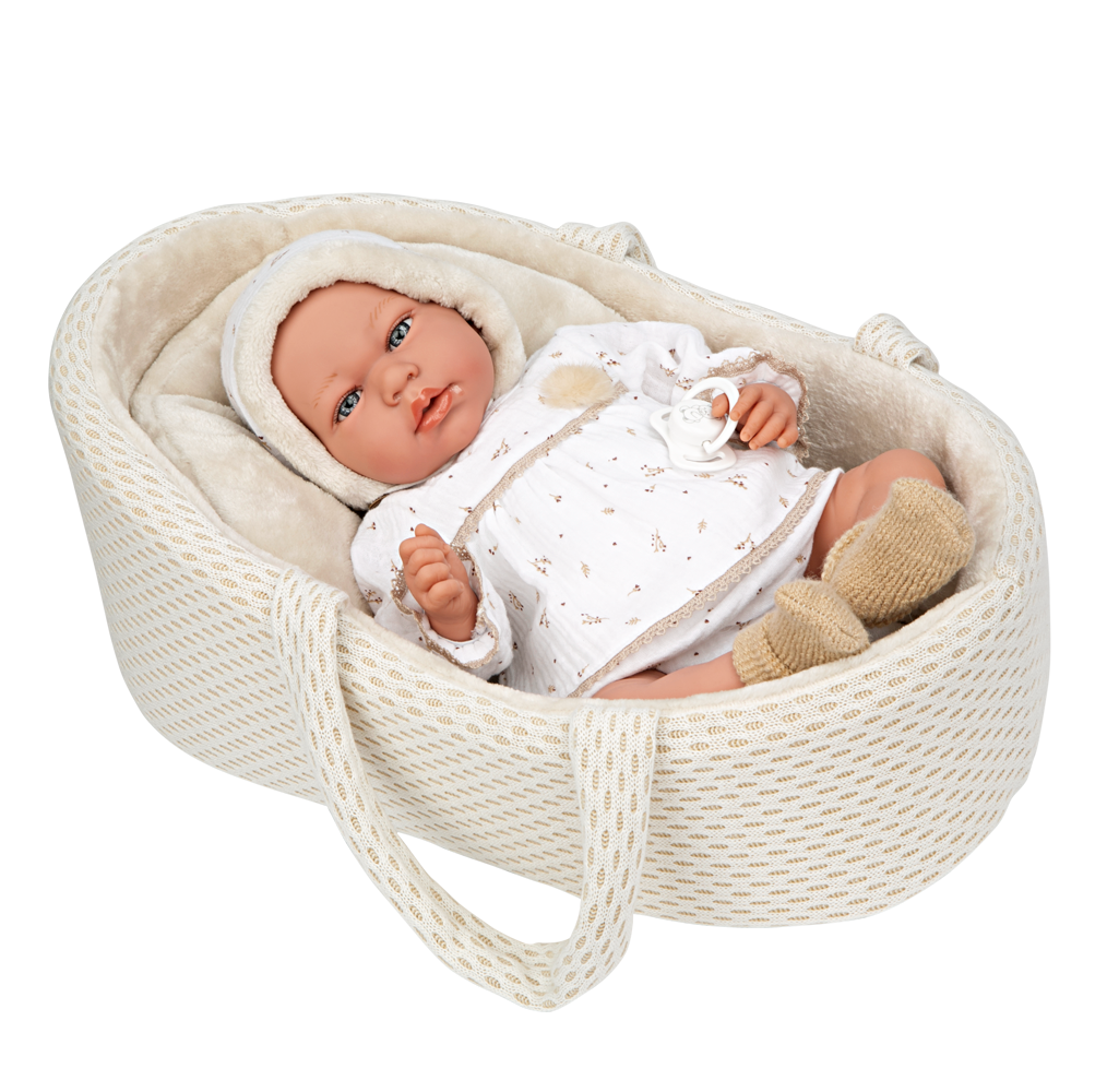 Spanish  newborn crying doll comes with carrycot and  dummy