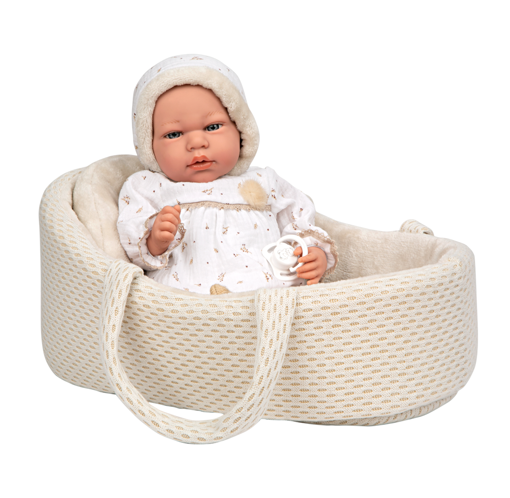 Spanish  newborn crying doll comes with carrycot and  dummy