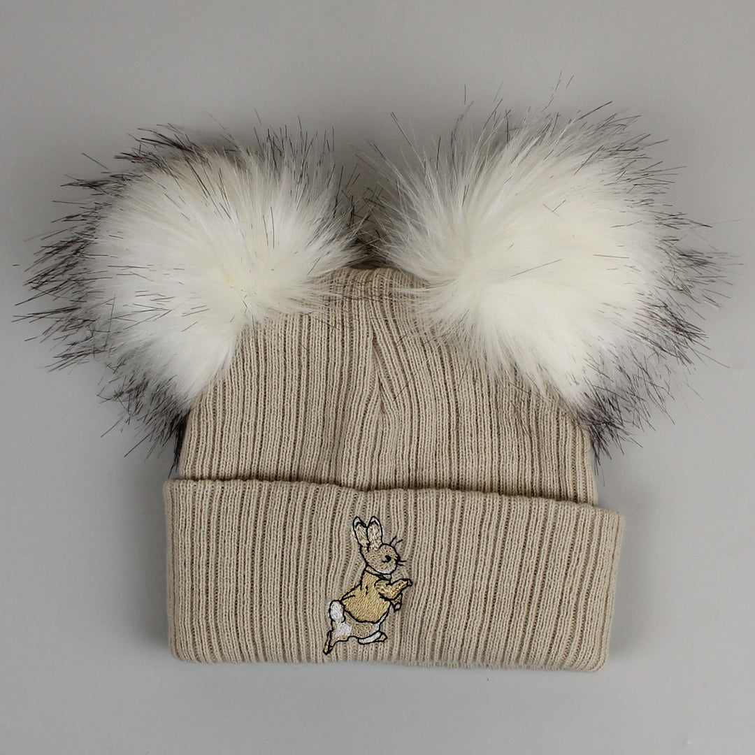 Boys and girls peter rabbit theme pom pom hats