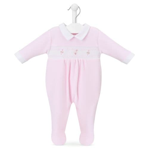 Dandelion spinning top smocked velour sleepsuit