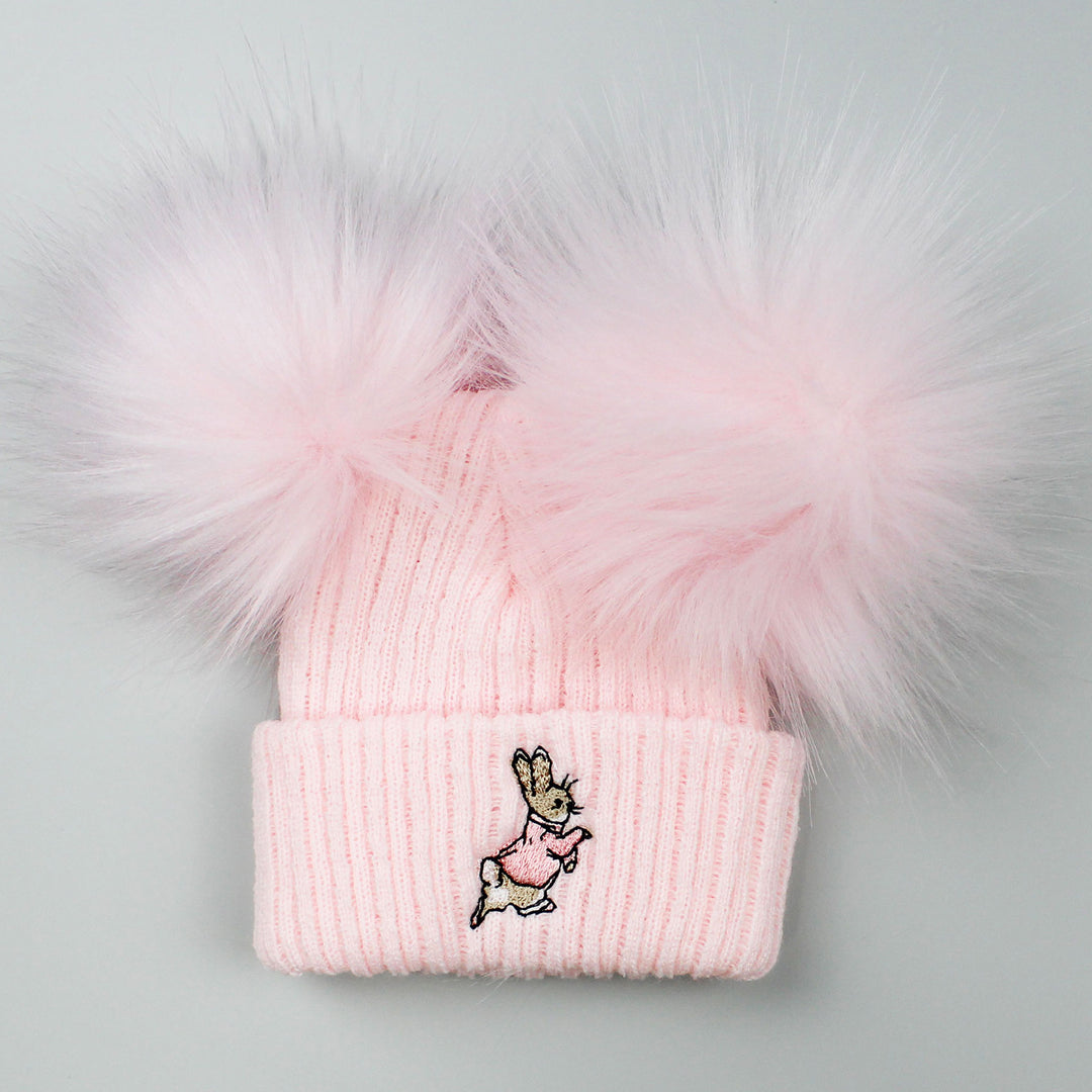 Boys and girls peter rabbit theme pom pom hats