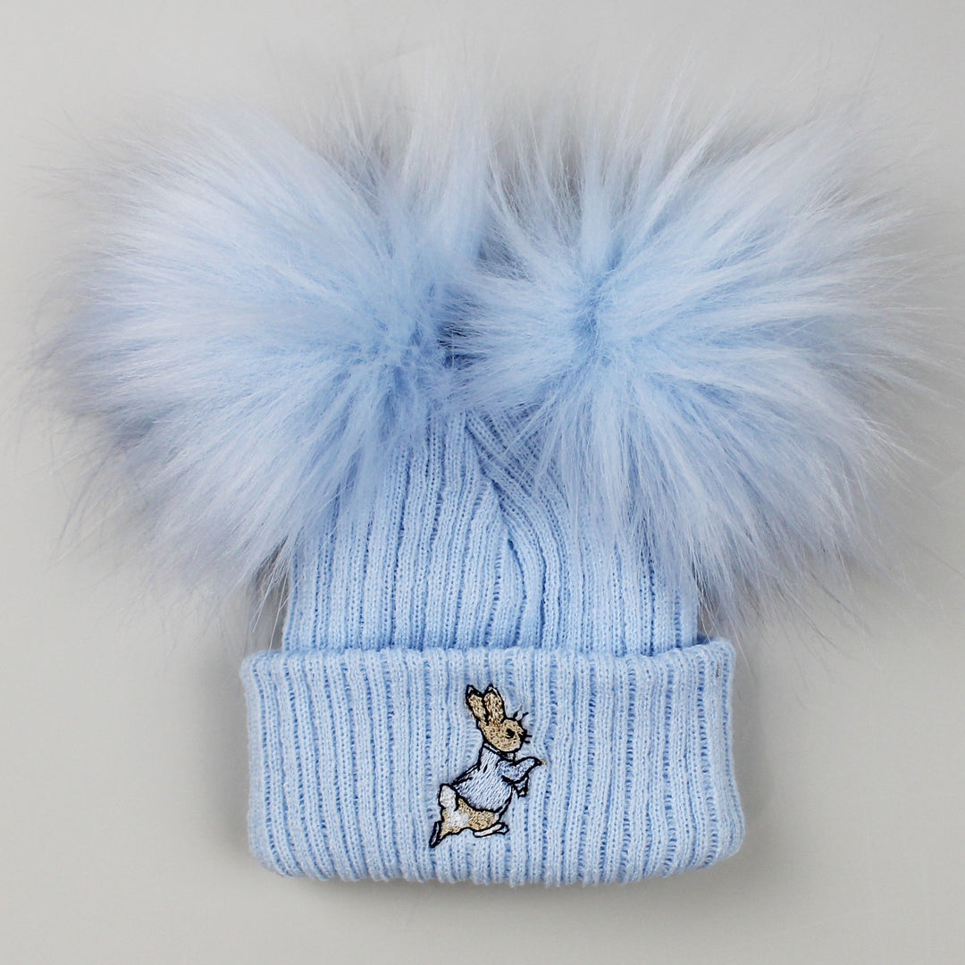 Boys and girls peter rabbit theme pom pom hats