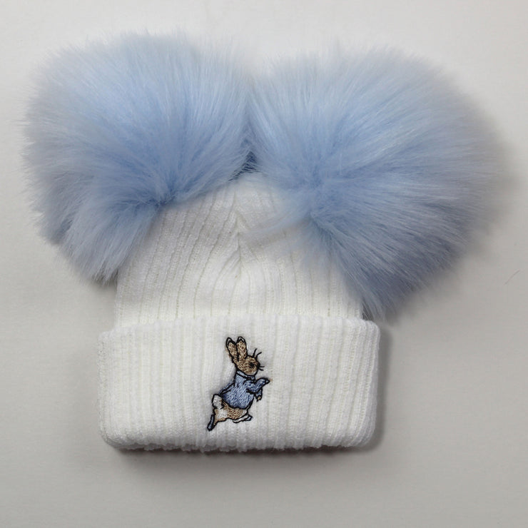 Boys and girls peter rabbit theme pom pom hats