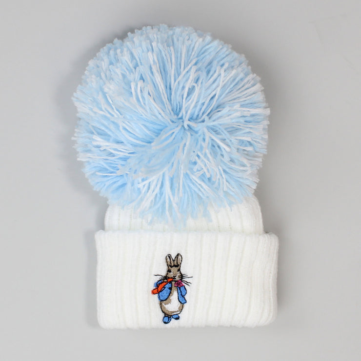 Baby Boys or girls  embroidered pom hats with peter rabbit or jemima puddle duck