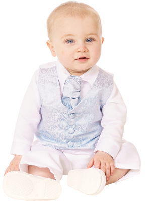 Boys 4 piece christening  suit colour blue / white