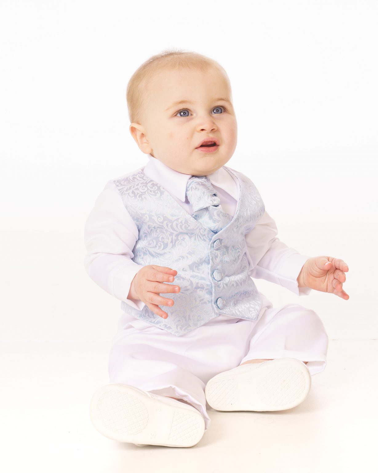 Boys 4 piece christening  suit colour blue / white