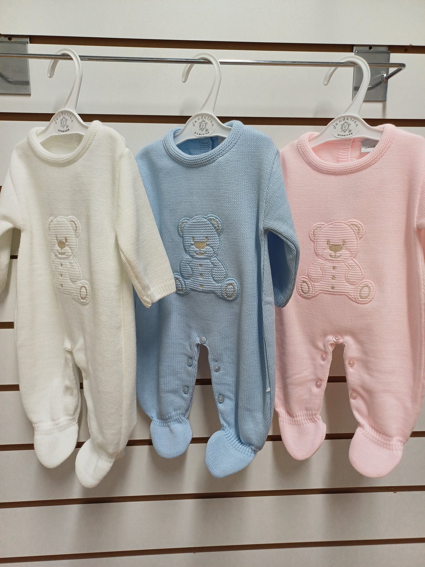 Dandelion boys  or girls  knitted  set embroidered with  teddy  bear