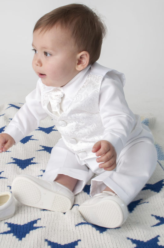 Boys 4 piece christening suit colour white