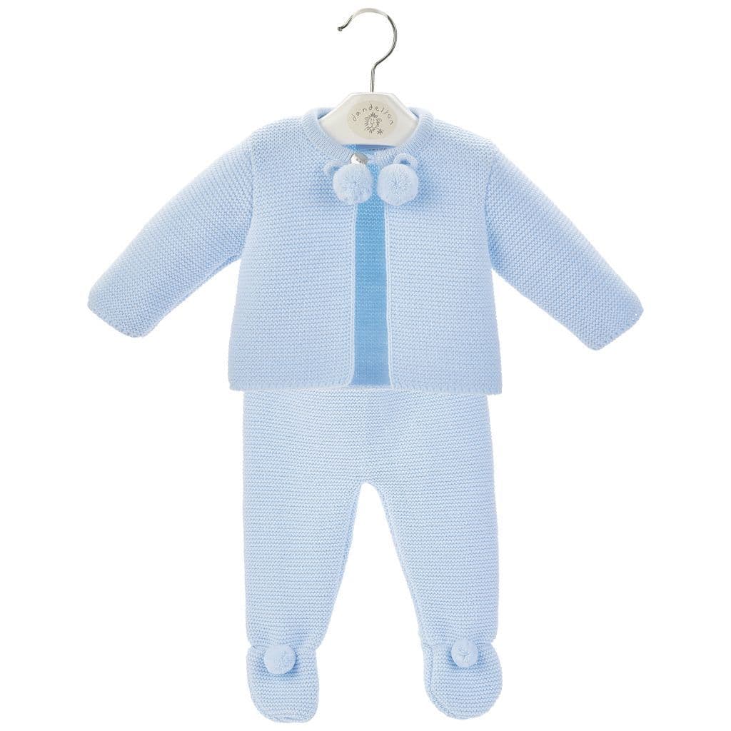 Dandelion baby Boys or girls  2  piece set with  pom poms