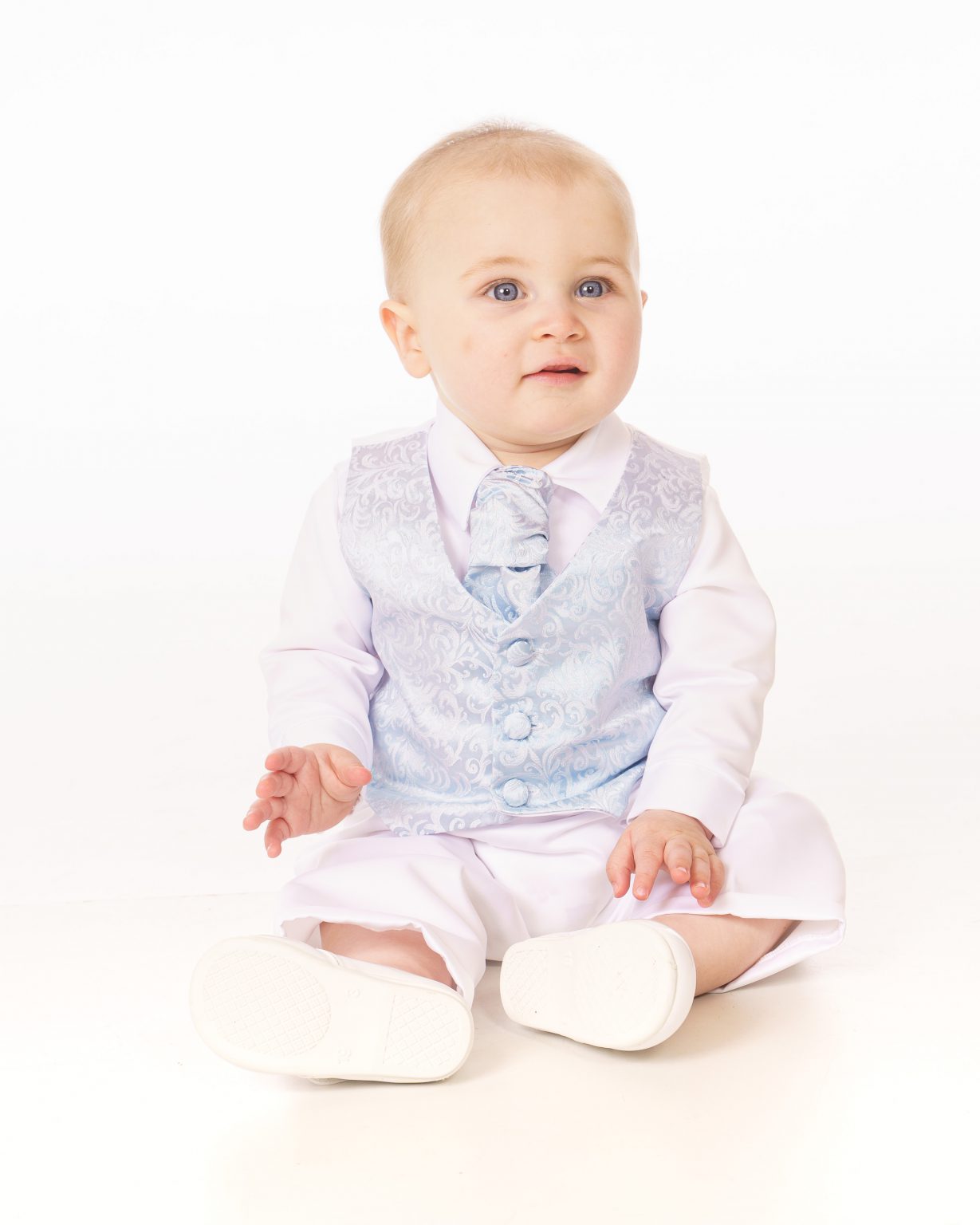 Boys 4 piece christening  suit colour blue / white