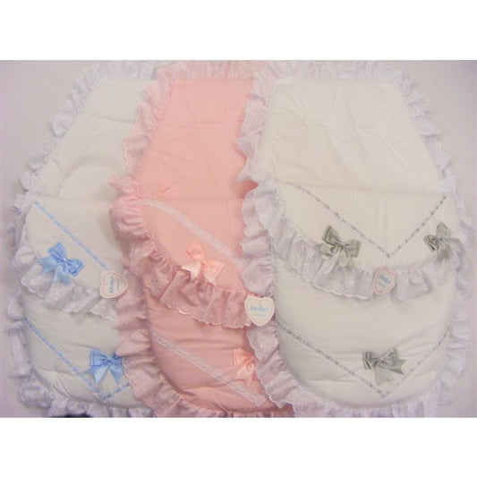 Babys boys or girls  universal fit pram cosytoes footmuff pram set with  bows