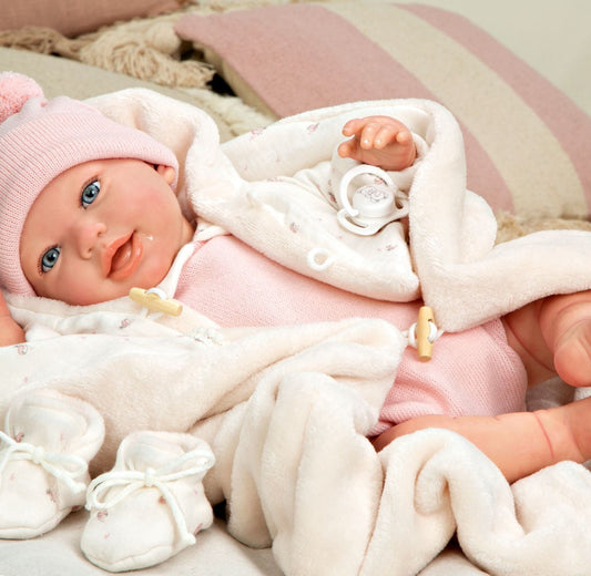 Spanish reborn doll comes with  blanket and dummy